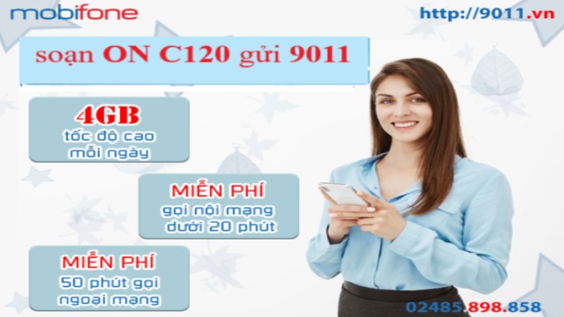 Đăng ký 4G MobiFone gói C120 120GB, gọi nội ngoại mạng thả ga chỉ 120K cả tháng