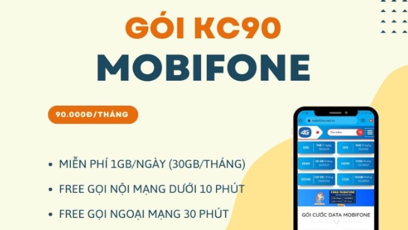 Gói cước KC90 Mobifone ưu đãi lớn, chi phí rẻ