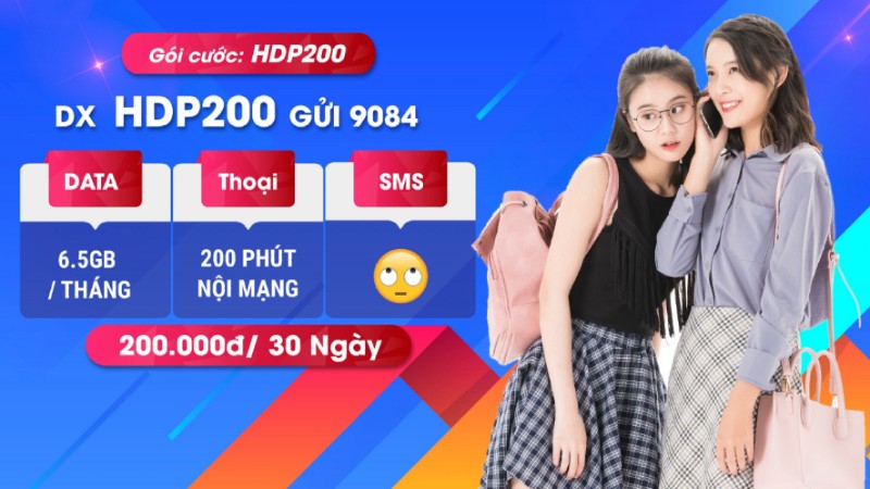 Đăng ký gọi nội mạng Mobi tháng gói HDP200 tặng 6.5GB