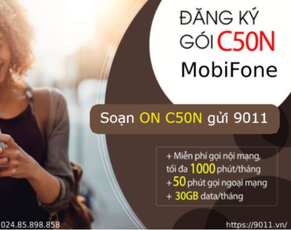 Đăng ký gói C50N MobiFone tặng data và phút gọi khủng