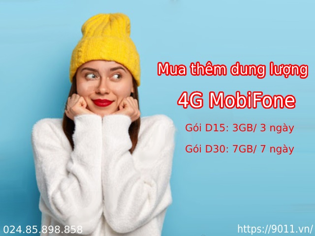 Mua thêm dung lượng 4G MobiFone gói D30 và D15 Mobi