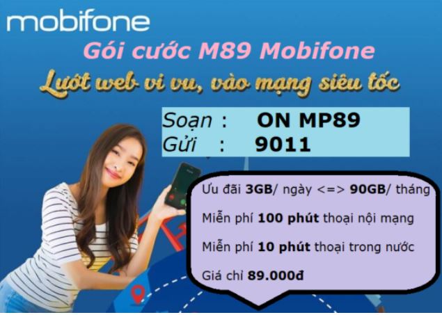 Đăng ký gói cước MP89 Mobifone ưu đãi 3GB/ ngày cực hấp dẫn chỉ 89k