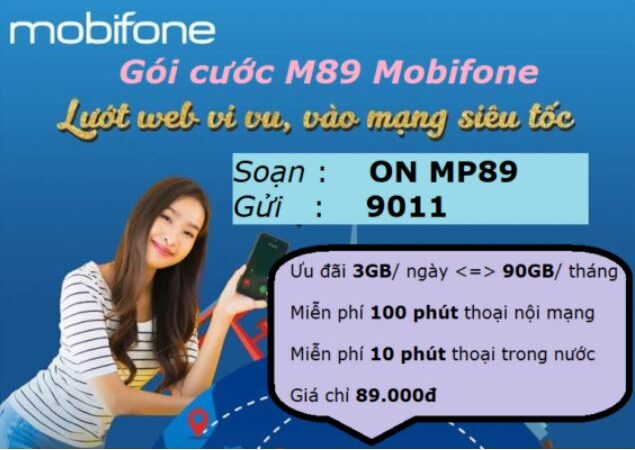 Đăng ký gói cước MP89 Mobifone ưu đãi 3GB/ ngày cực hấp dẫn chỉ 89k