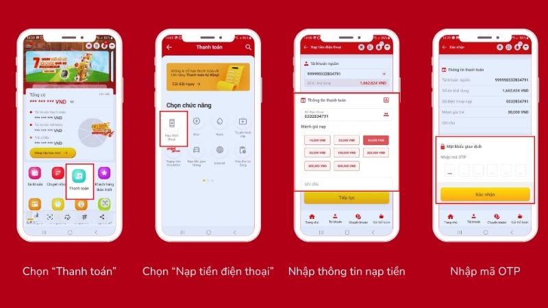 nạp tiền điện thoại mobifone bằng banking